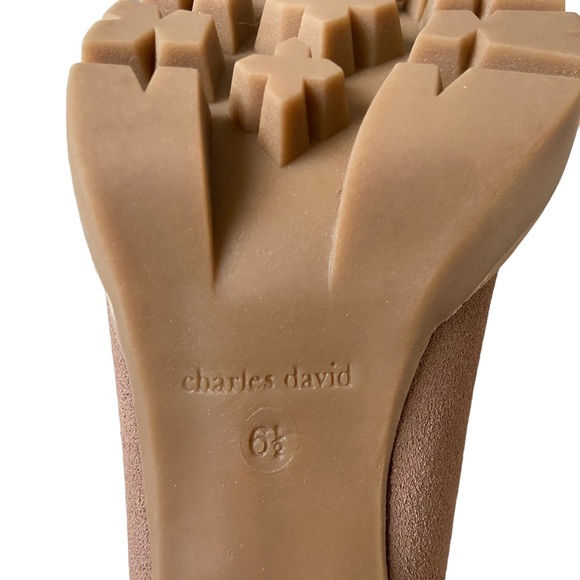 Charles David Gambit Taupe Pink Suede Leather Platform Block Heel Boots Booties - Picture 10 of 12